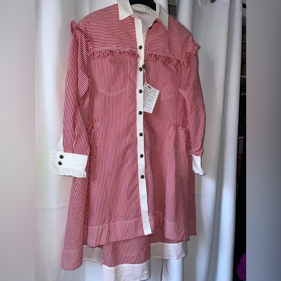 - Philosophy Di Lorenzo Serafini Button Stripe Shirt Dress - Picture 9 of 12